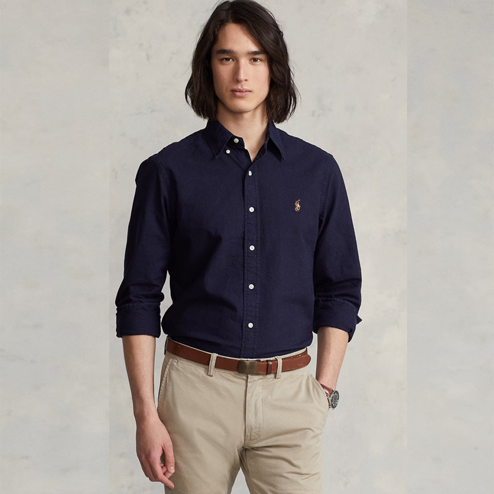 POLO RL OXFORD BUTTON DOWN SLIM FIT SHIRT-NAVY