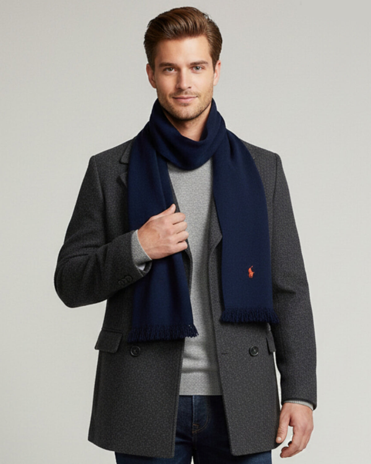 RL Merino Wool Navy scarf