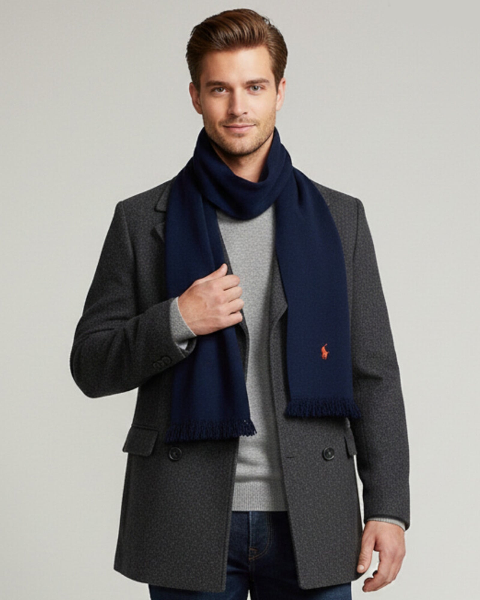 RL Merino Wool Navy scarf