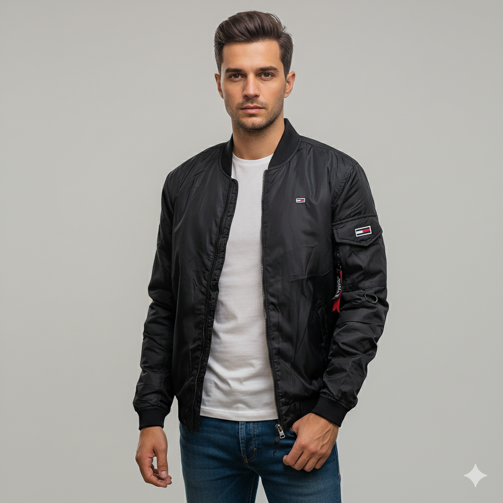 TH PADDED Bomber BLACK Jacket
