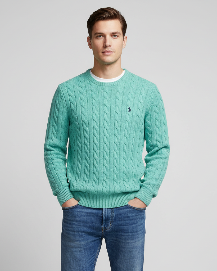 RL CABLE KNIT COTTON SWEATER-toruish