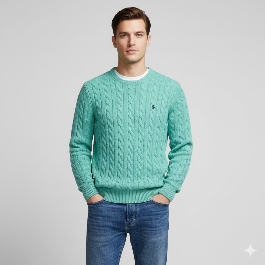 RL CABLE KNIT COTTON SWEATER-toruish