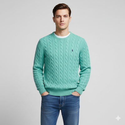 RL CABLE KNIT COTTON SWEATER-toruish