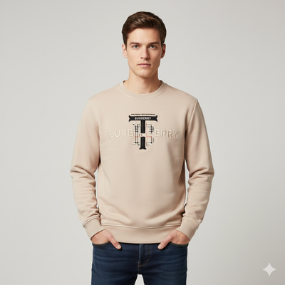 BURBRY EMBROIDED TEXT LOGO TERRY  SWEATSHIRT