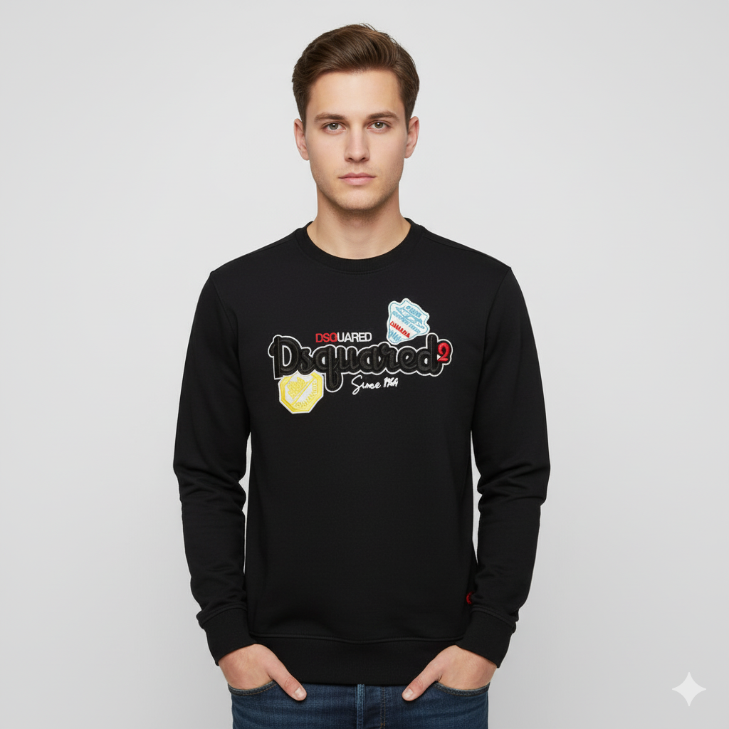 DSQRD EMBROIDED TEXT LOGO TERRY  SWEATSHIRT