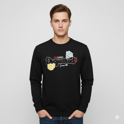 DSQRD EMBROIDED TEXT LOGO TERRY  SWEATSHIRT
