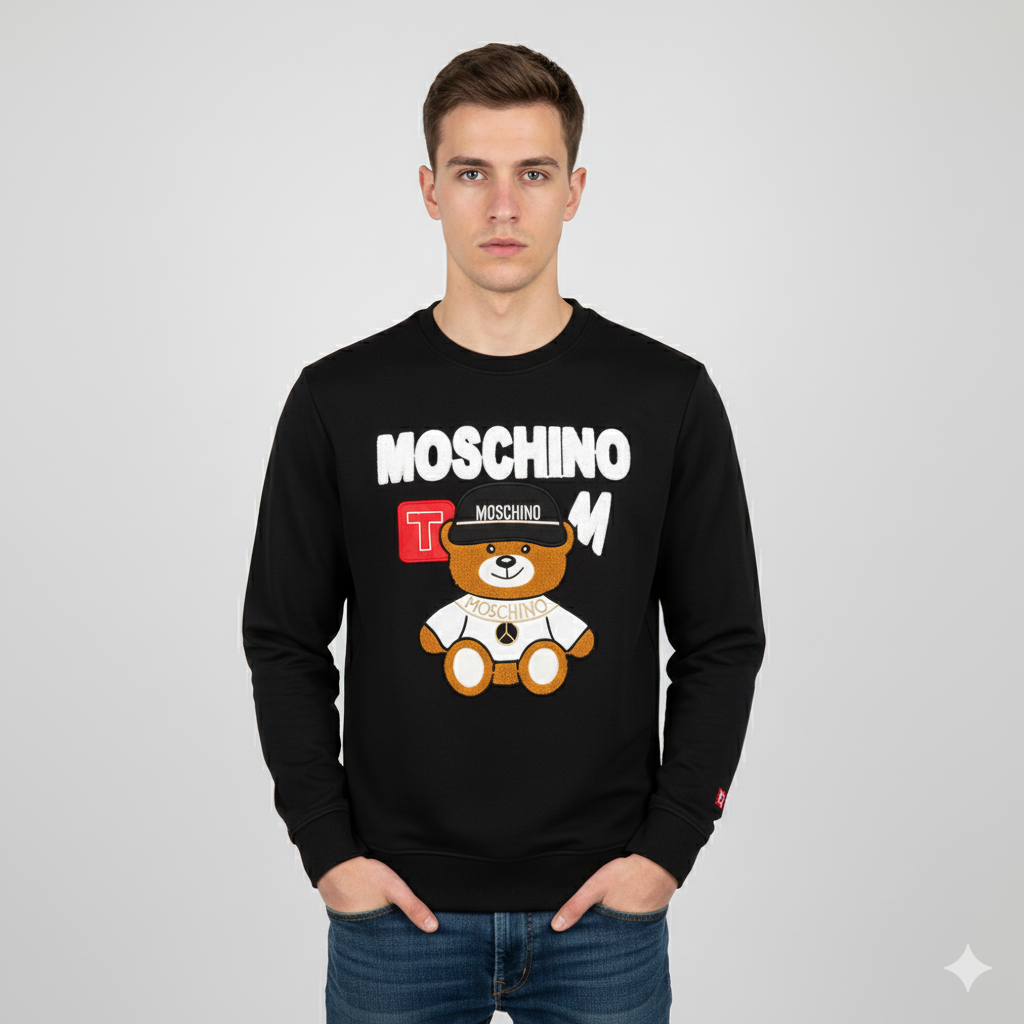 MOCH EMBROIDED TEXT LOGO TERRY SWEATSHIRT