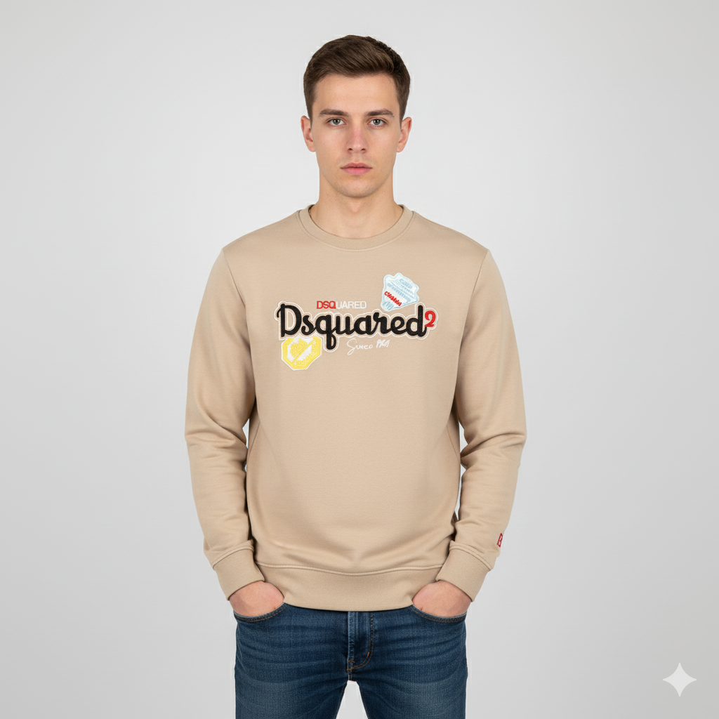 DSQRD EMBROIDED TEXT LOGO TERRY  SWEATSHIRT