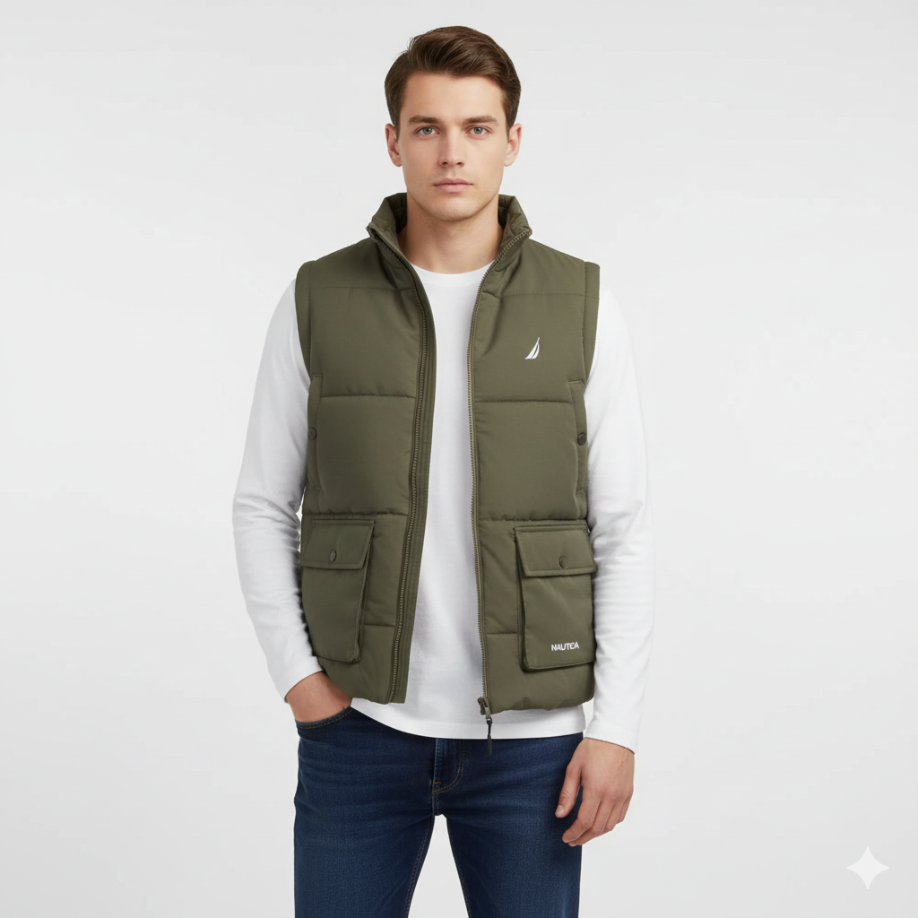 NA - Men 'Olive' Premium Puffer Gilet