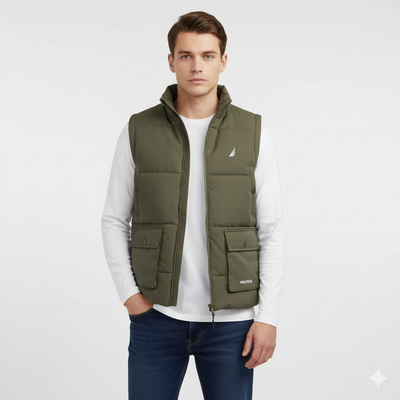 NA - Men 'Olive' Premium Puffer Gilet