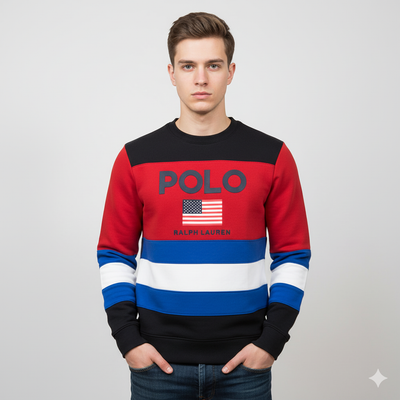 COLOR BLOCK COTTON BLEND SWEATSHIRT