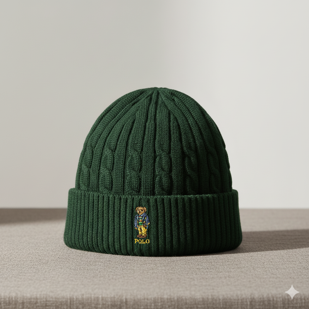 RL POLO BEAR CABLE KNIT BEANIE