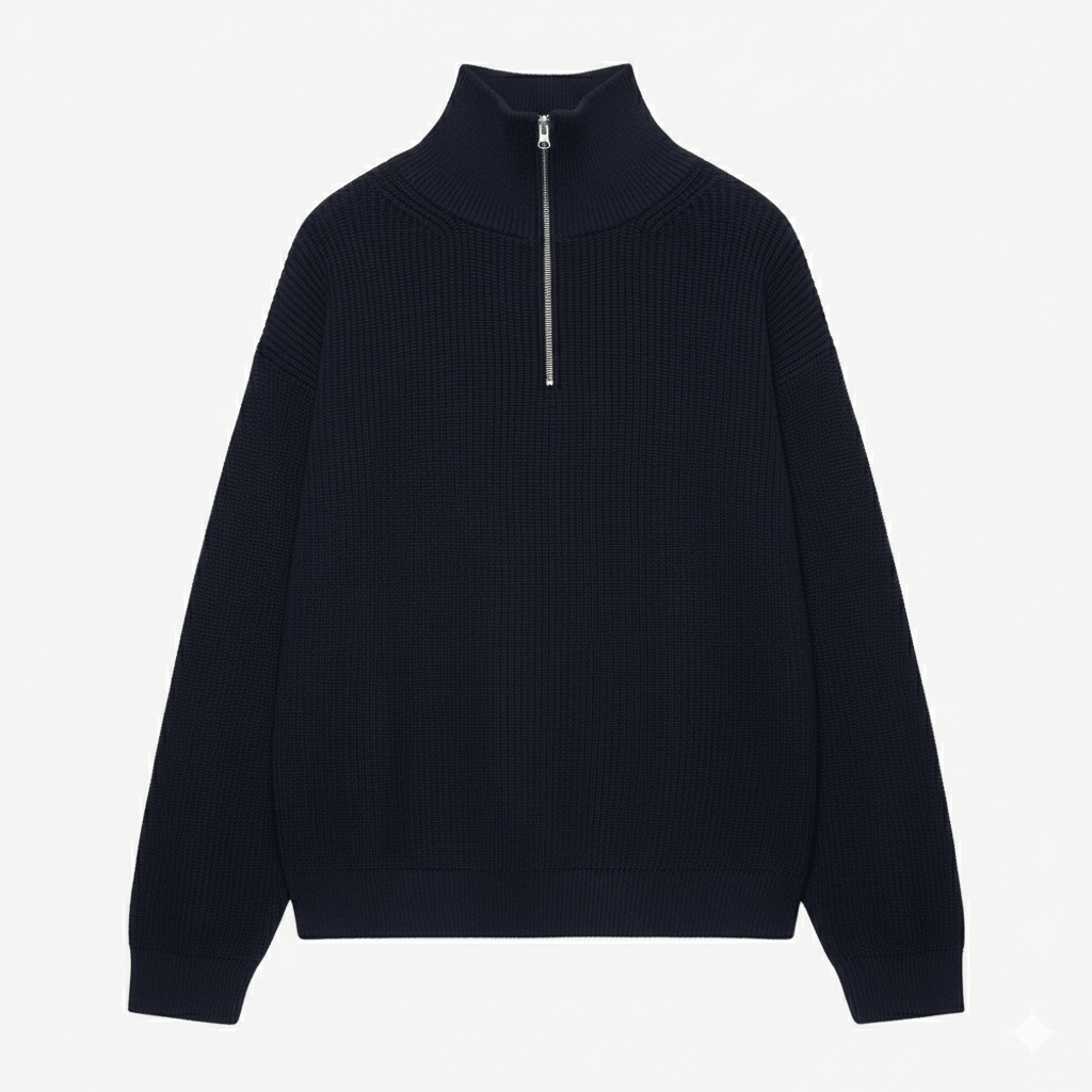P&B  RIBBED KNIT SWEATER-NAVY