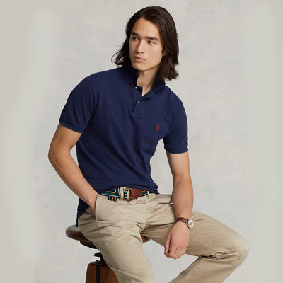 POLO RL Custom Slim Fit Mesh Polo Shirt-navy