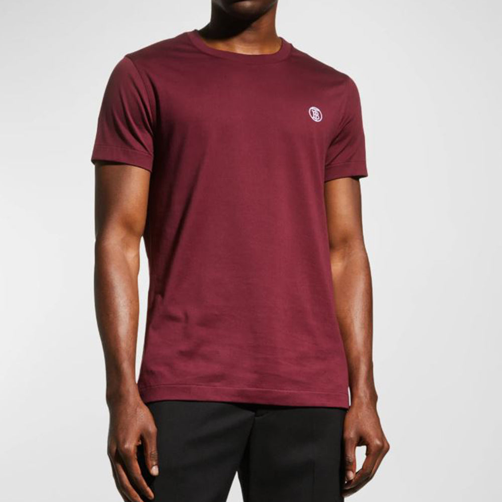 BURBURY CHEST LOGO TEE-BURGANDY
