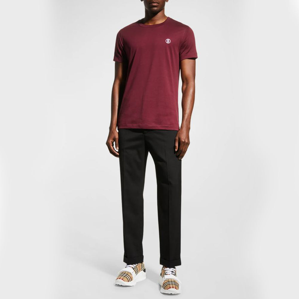BURBURY CHEST LOGO TEE-BURGANDY