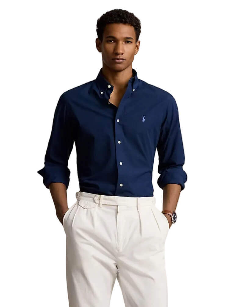 POLO RL BUTTON DOWN REGULAR FIT COTTON SHIRT-NAVY