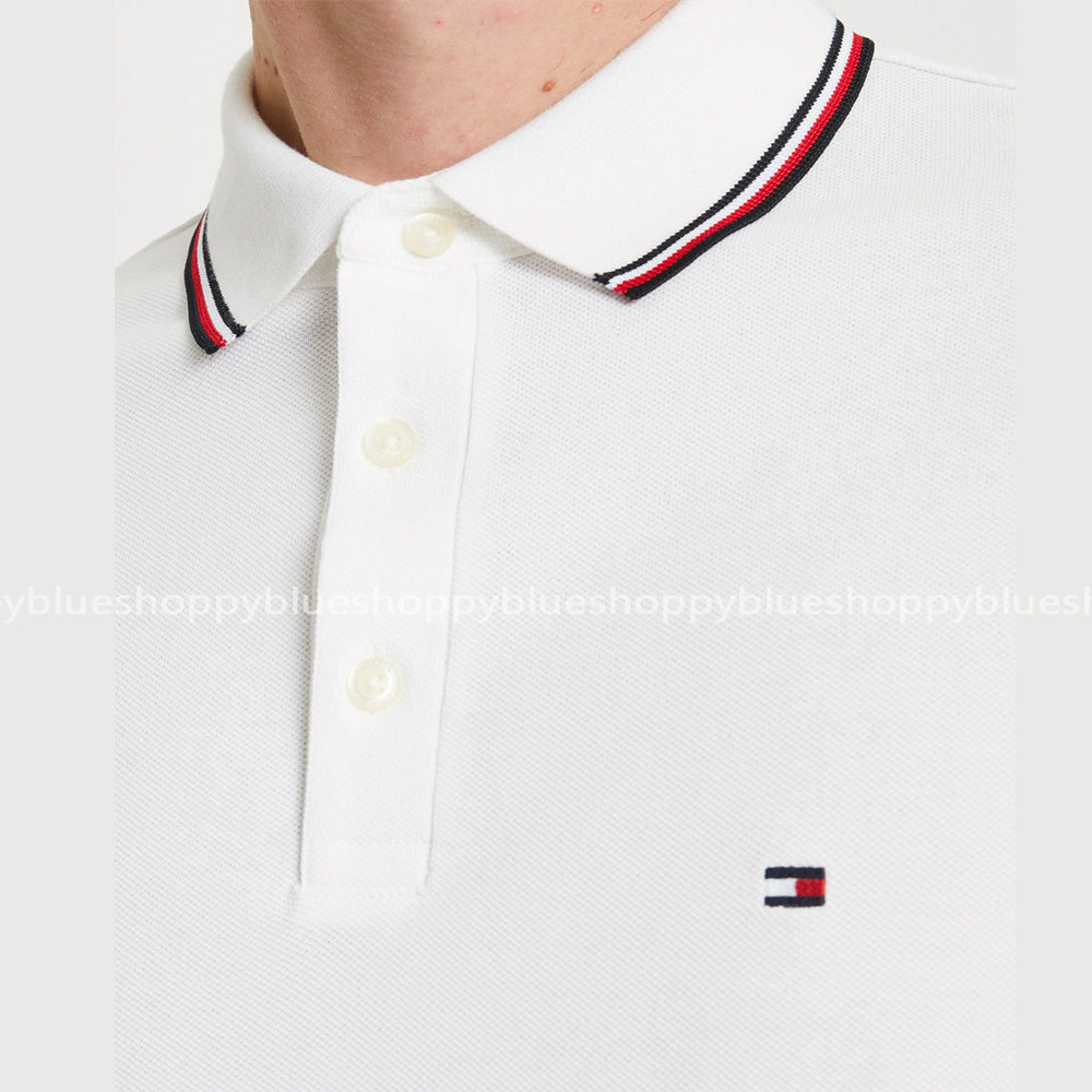 TH  SMALL FLAG SIGNATURE POLO SHIRT-WHITE