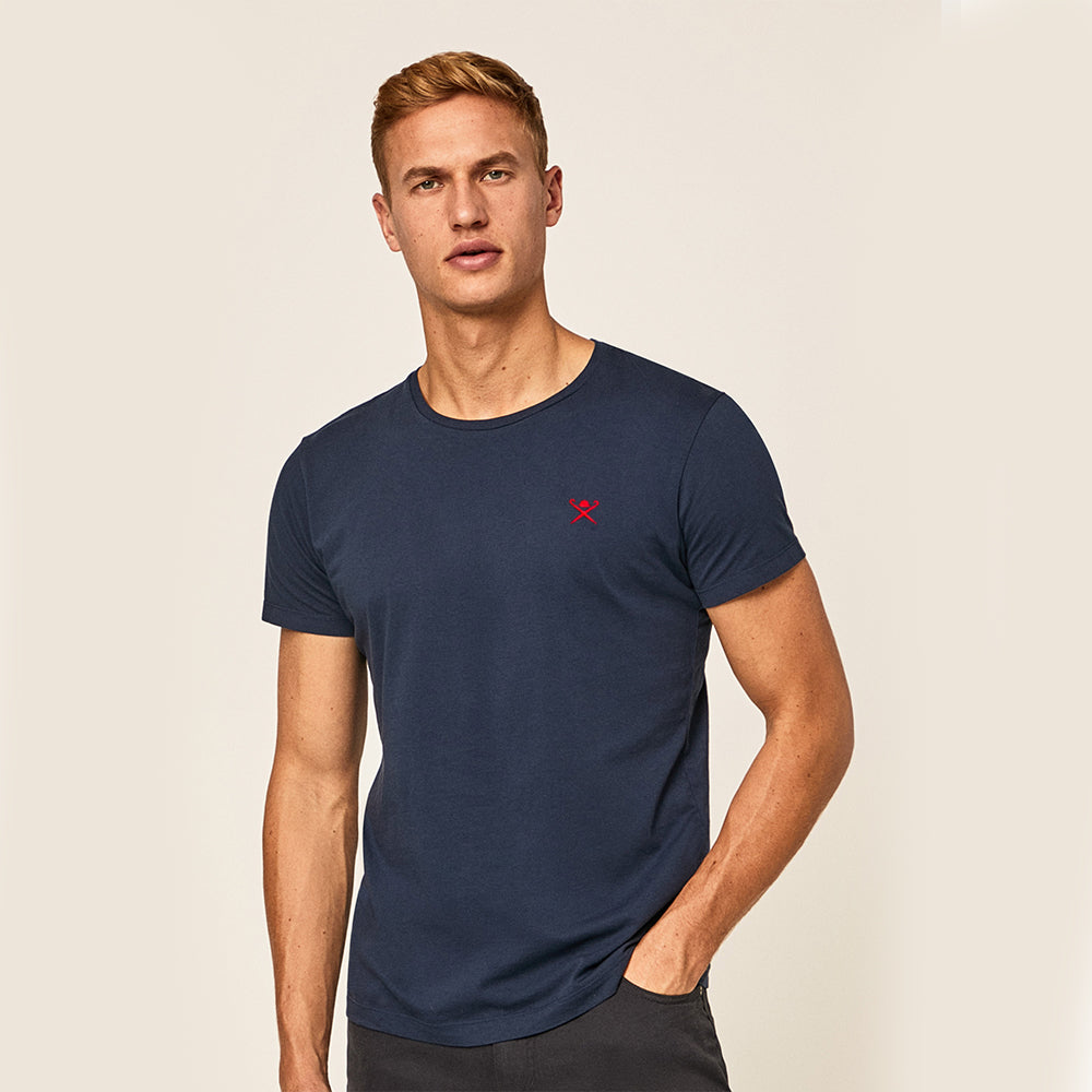 HKT BASIC EMBROIDERED LOGO T-SHIRT- NAVY