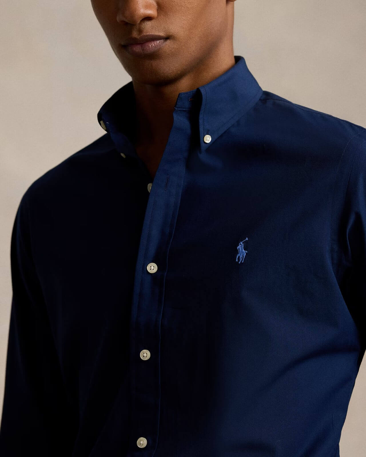 POLO RL BUTTON DOWN REGULAR FIT COTTON SHIRT-NAVY