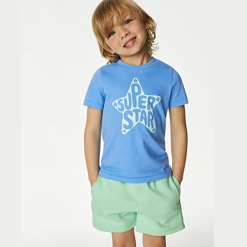 Kids sky blue printed  t.shirt