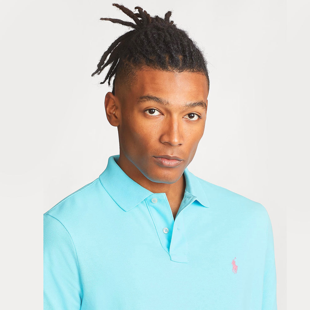 POLO RL Custom Slim Fit Mesh Polo Shirt-TURQUOISE