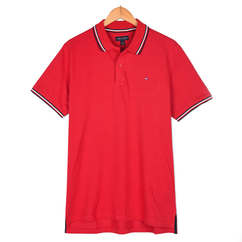 TH  SMALL FLAG SIGNATURE POLO SHIRT-RED