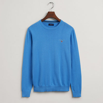 GA NT Classic Cotton Crew Neck Sweater-pacific blue
