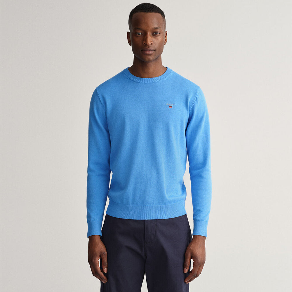 GA NT Classic Cotton Crew Neck Sweater-pacific blue