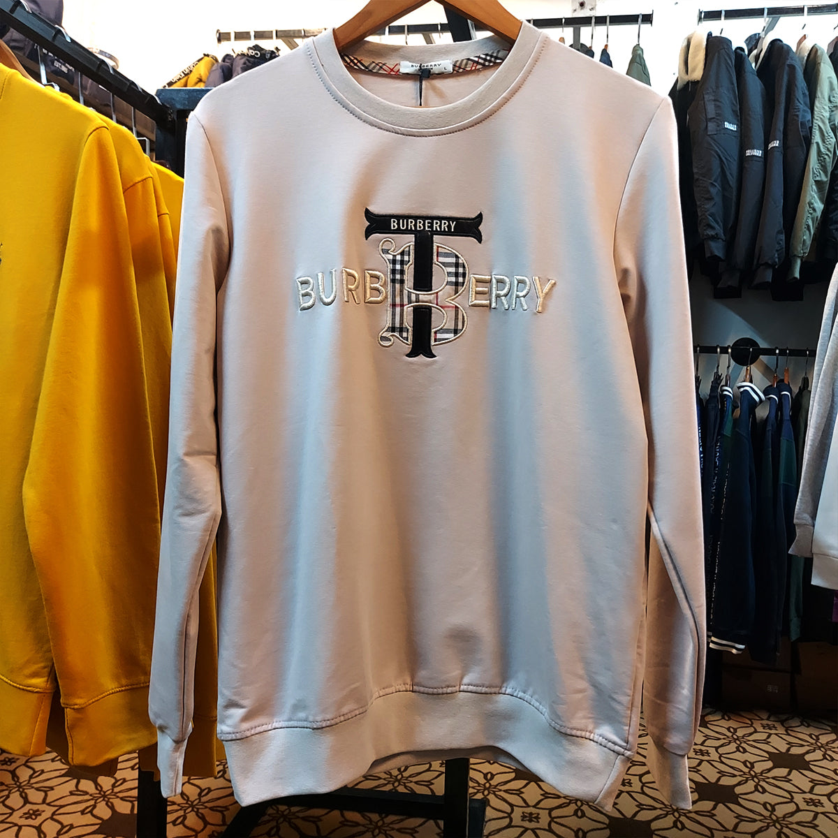 BURBRY EMBROIDED TEXT LOGO TERRY  SWEATSHIRT