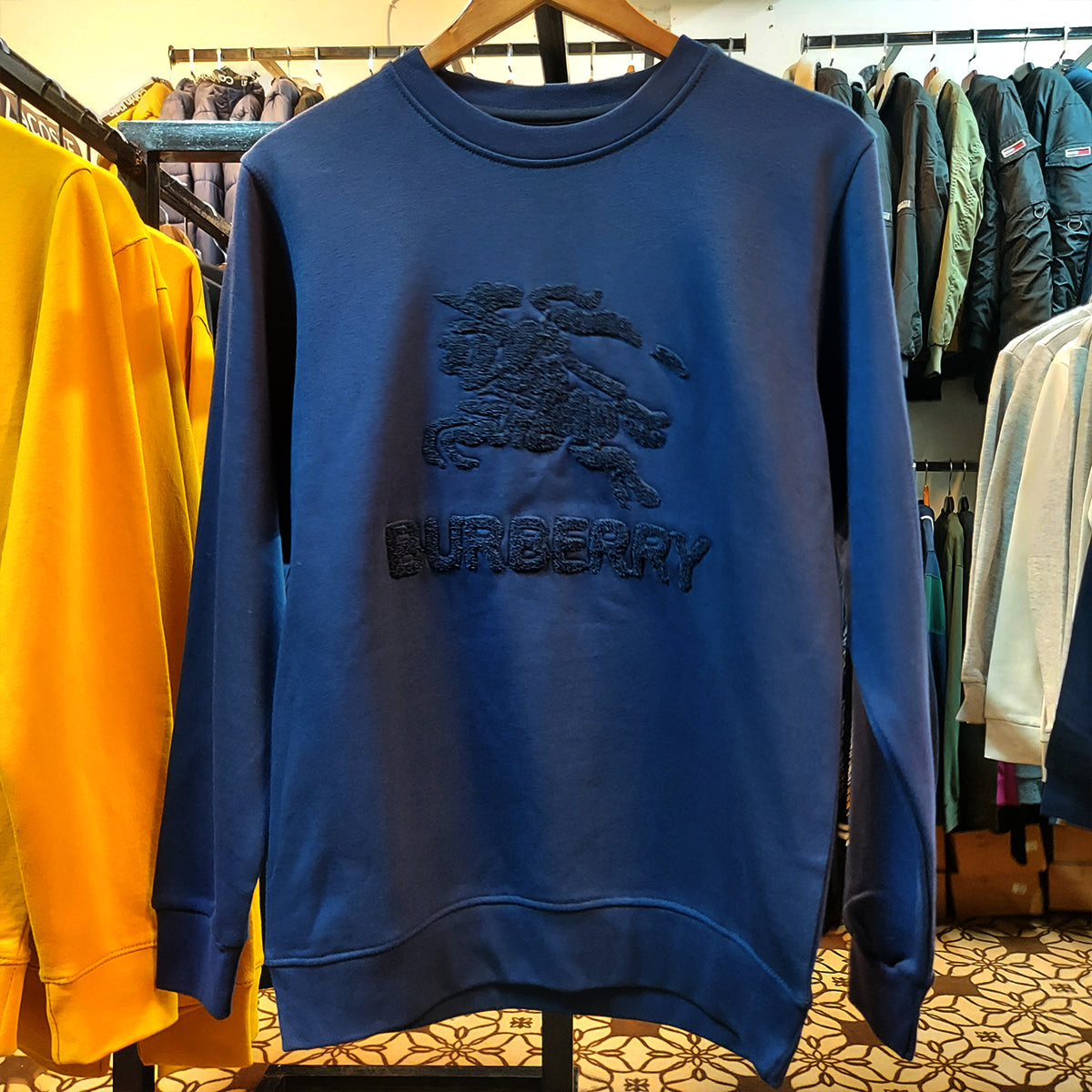 BURBRY TOWEL PATCH FLEES SWEATSHIRT BLUE