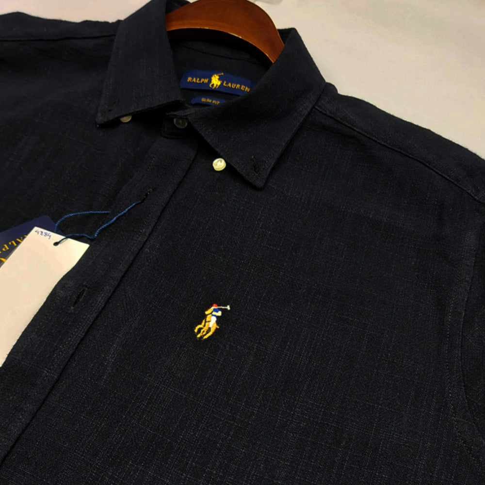 POLO RL OXFORD BUTTON DOWN SLIM FIT SHIRT-BLACK