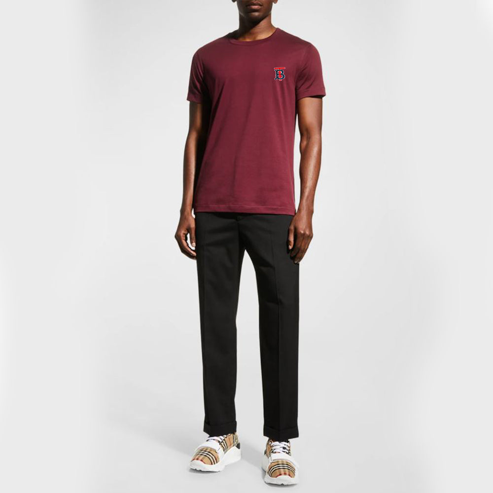 BURBURY CHEST LOGO TEE-BURGANDY