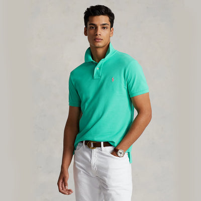 POLO RL Custom Slim Fit Mesh Polo Shirt-TURQUOISE