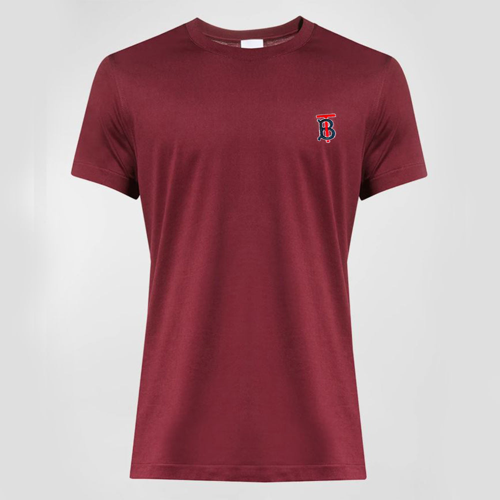 BURBURY CHEST LOGO TEE-BURGANDY