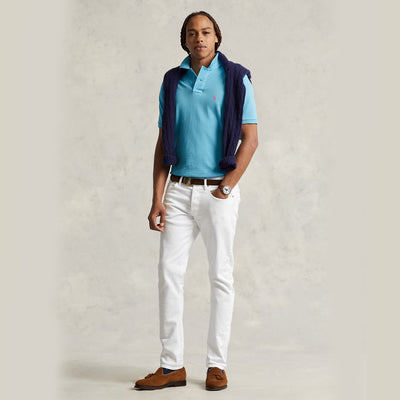 POLO RL Custom Slim Fit Mesh Polo Shirt-SKY BLUE