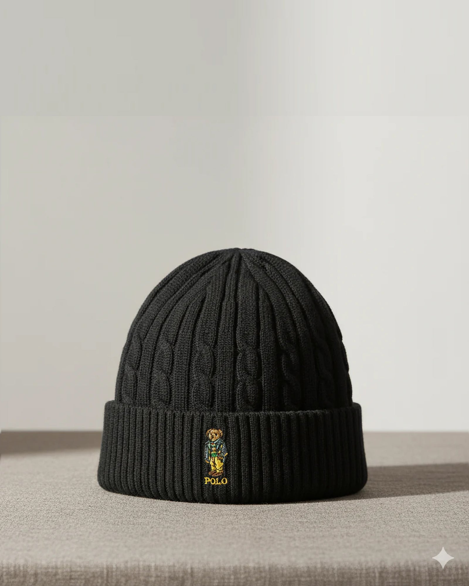 RL POLO BEAR CABLE KNIT BEANIE
