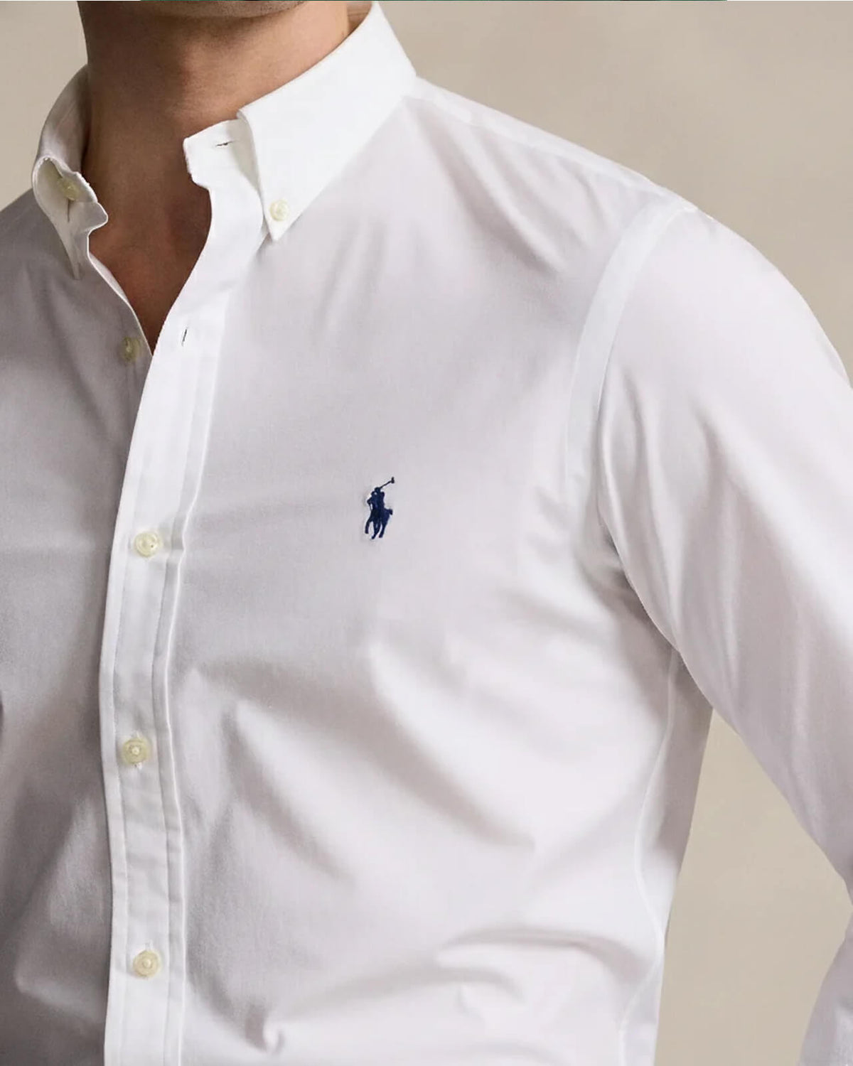 POLO RL BUTTON DOWN REGULAR FIT COTTON SHIRT-WHITE
