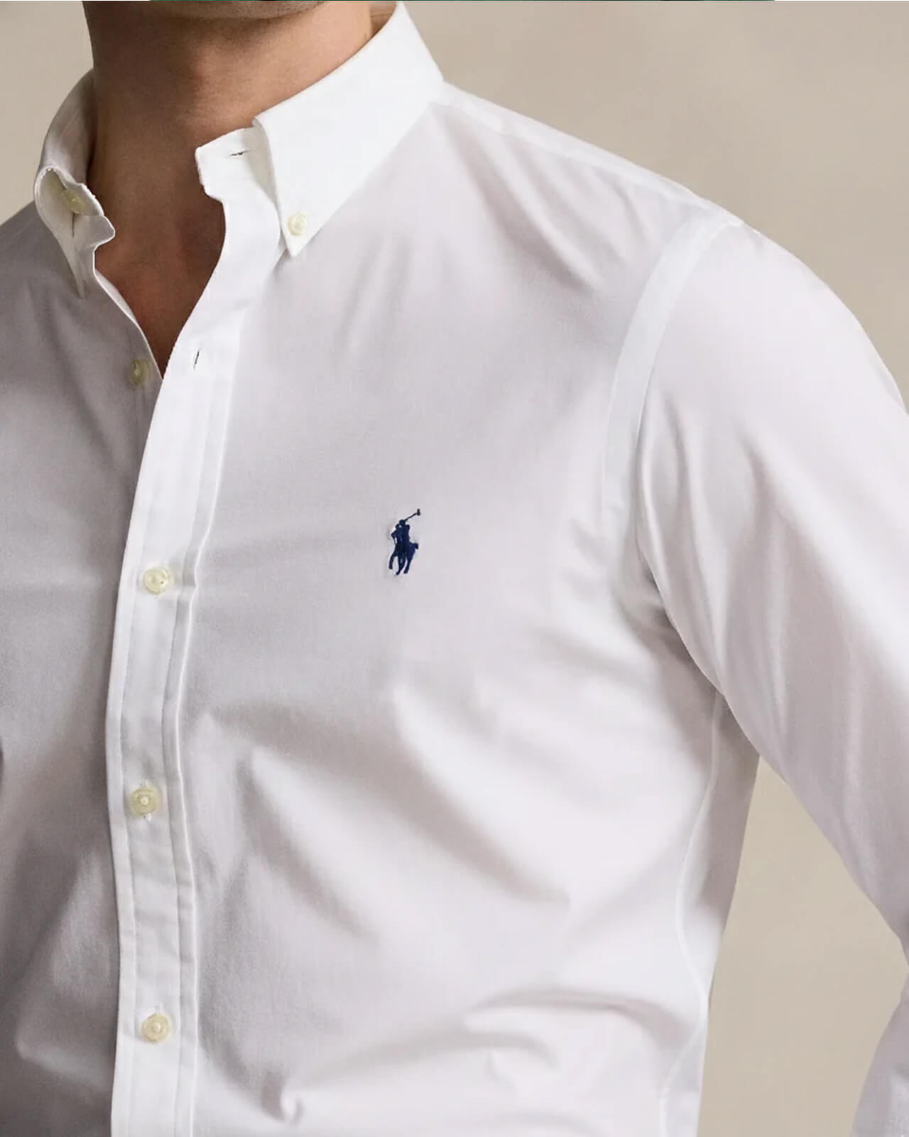 POLO RL BUTTON DOWN REGULAR FIT COTTON SHIRT-WHITE