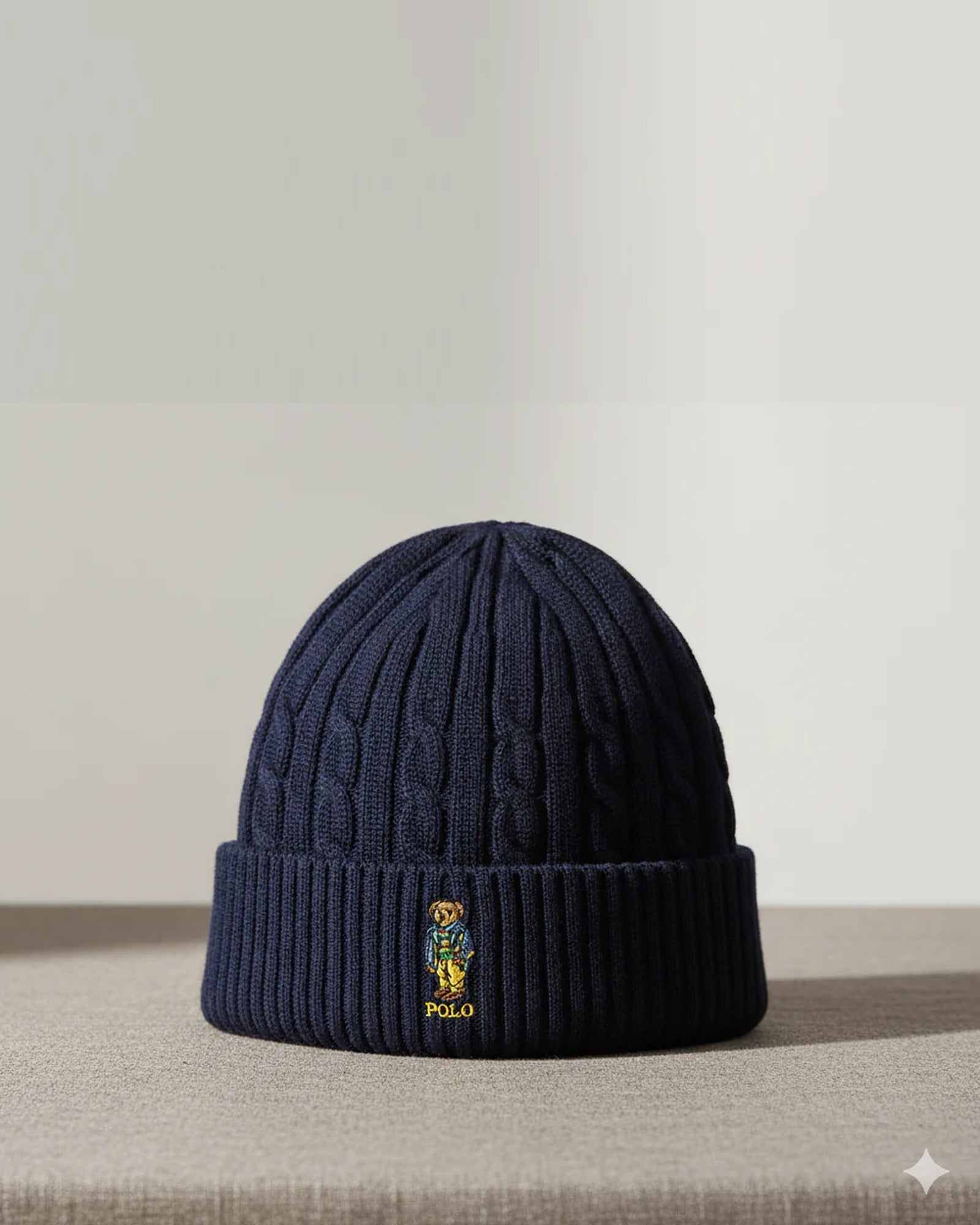 RL POLO BEAR CABLE KNIT BEANIE