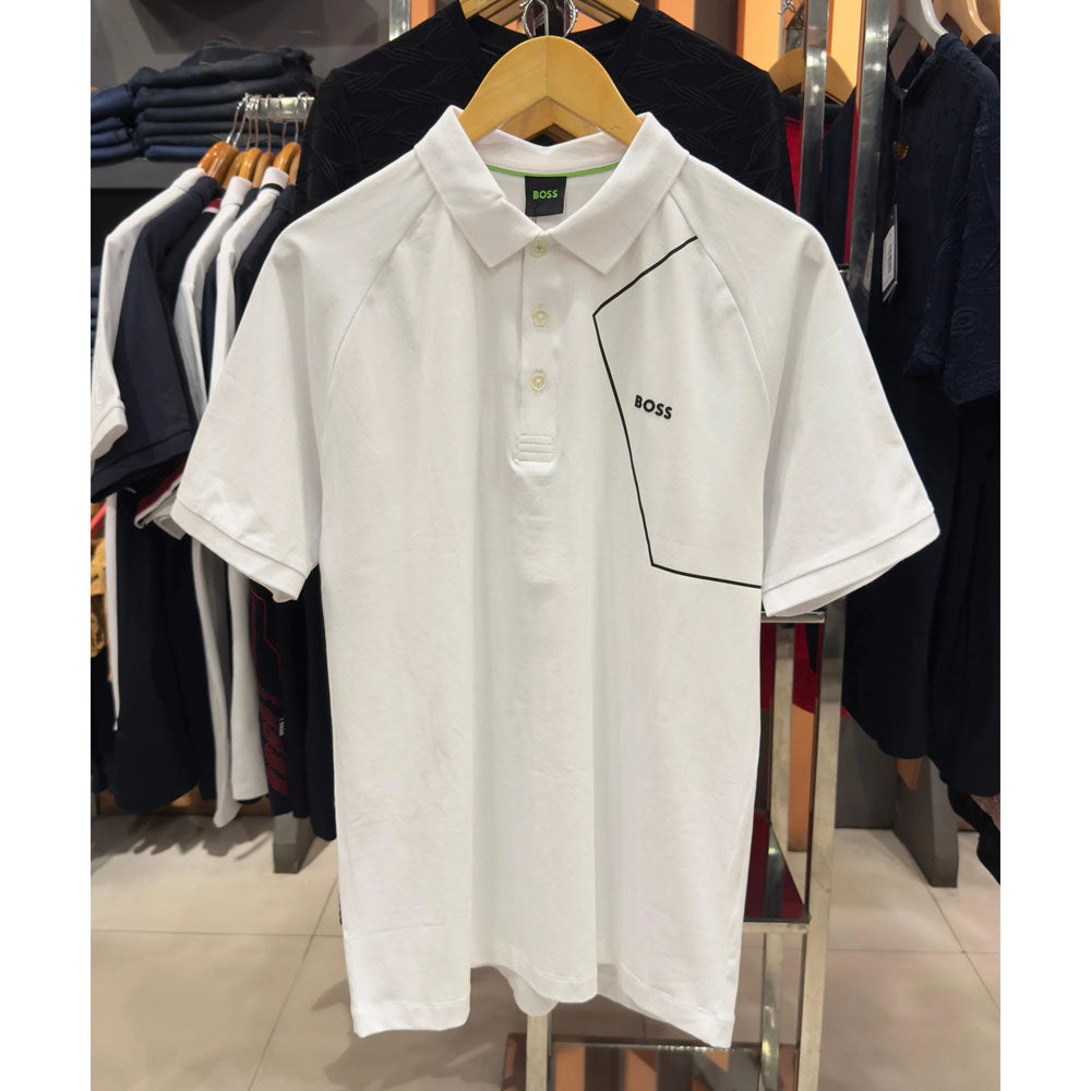 Hg Boss White Rubber Logo Polo Shirt