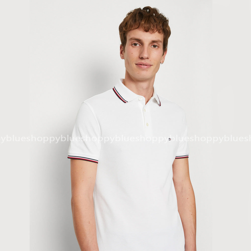 TH  SMALL FLAG SIGNATURE POLO SHIRT-WHITE