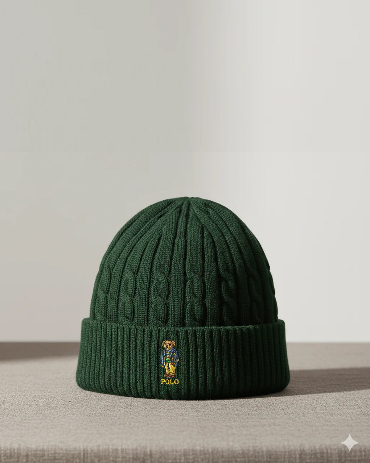 RL POLO BEAR CABLE KNIT BEANIE