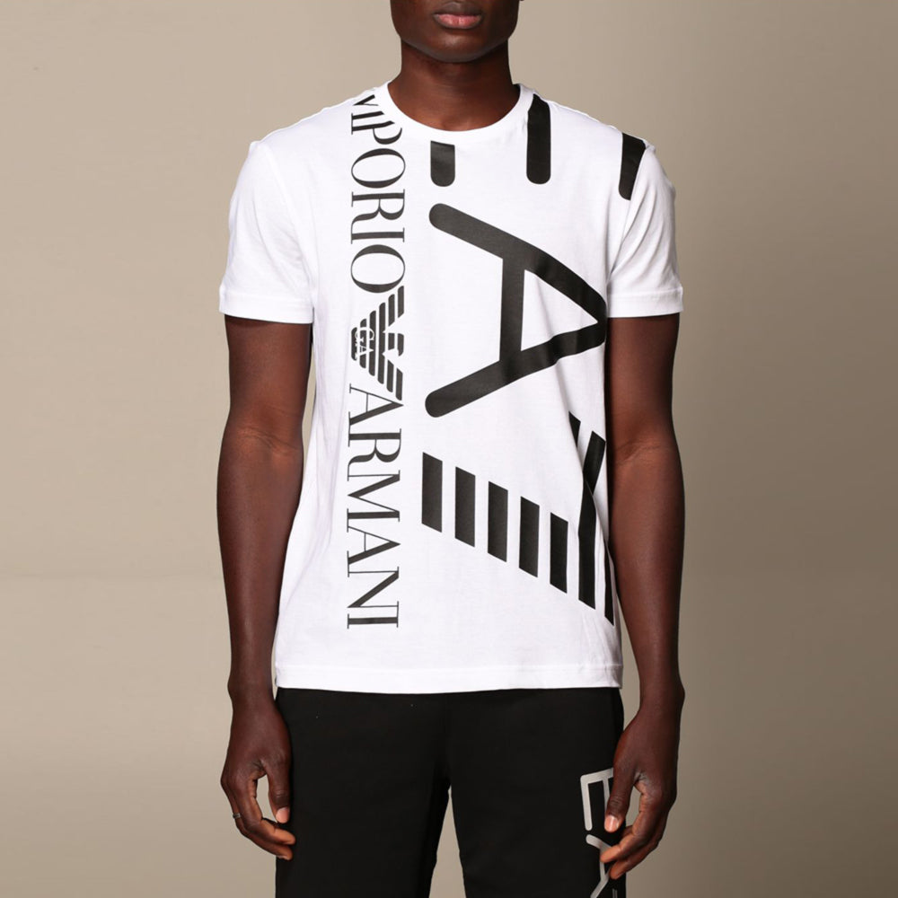 ARMNI WHITE stretch cotton T-shirt with big logo