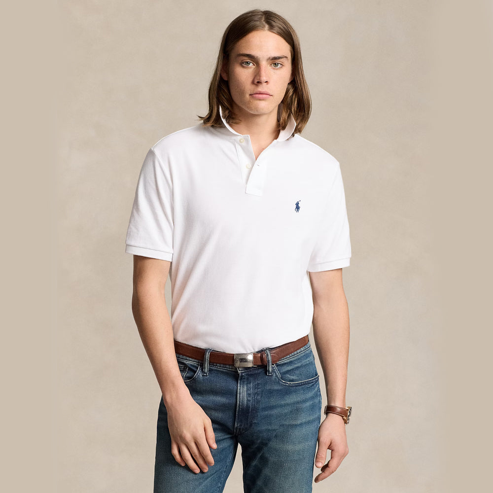 POLO RL Custom Slim Fit Mesh Polo Shirt-white