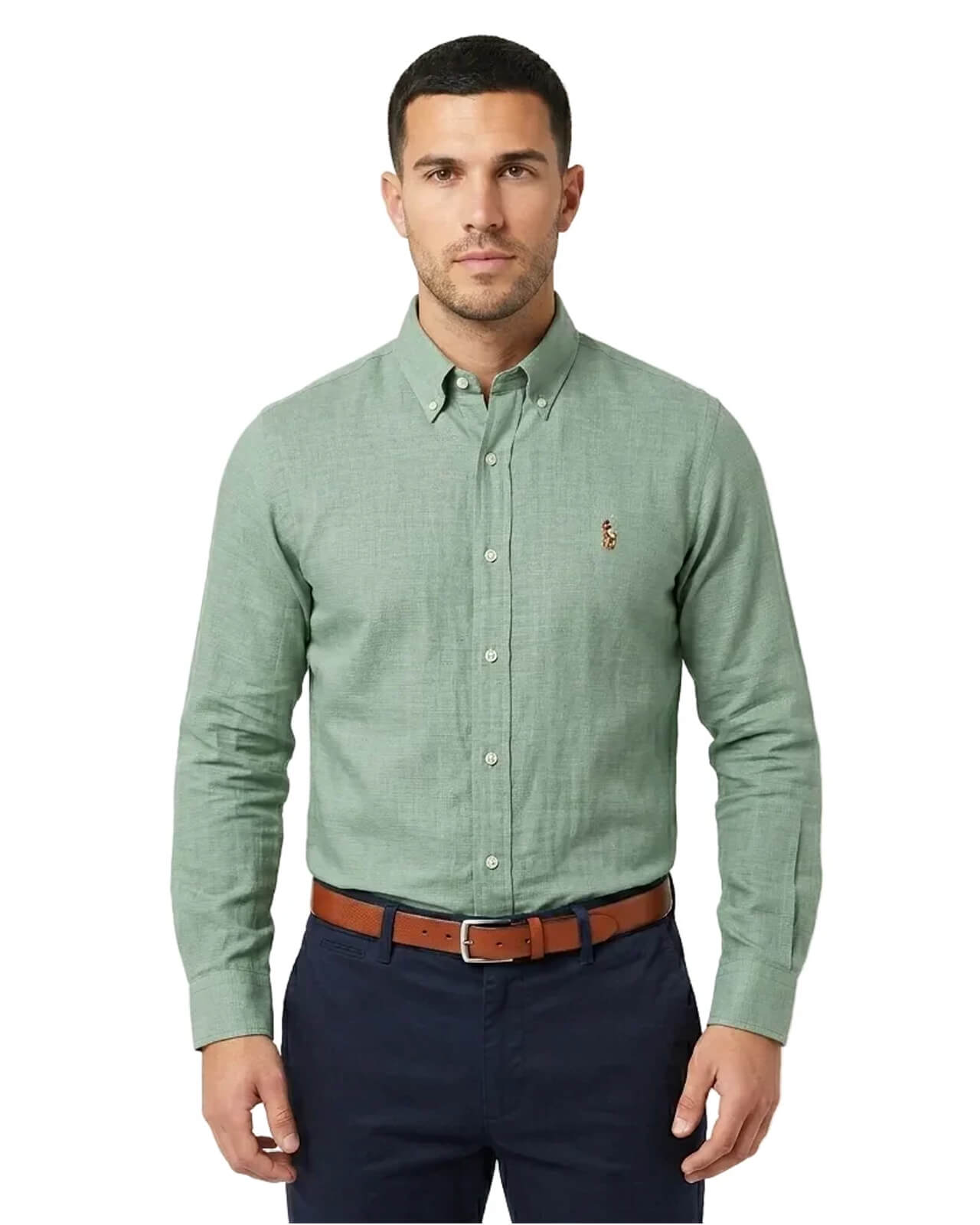 POLO RL OXFORD BUTTON DOWN SLIM FIT SHIRT-EMERALD GREEN