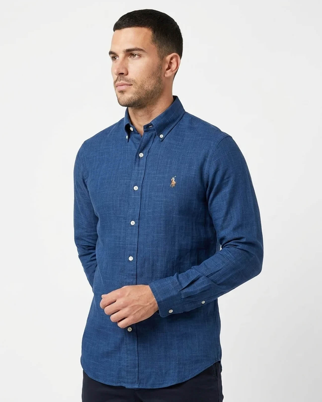 POLO RL OXFORD BUTTON DOWN SLIM FIT SHIRT-NAVY