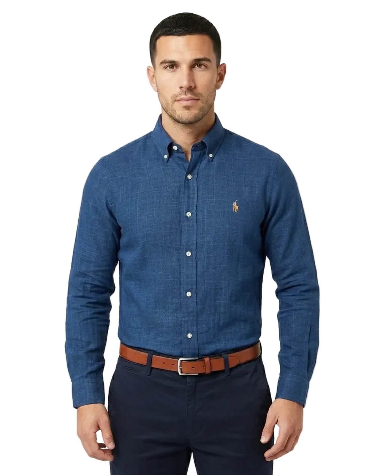 POLO RL OXFORD BUTTON DOWN SLIM FIT SHIRT-NAVY