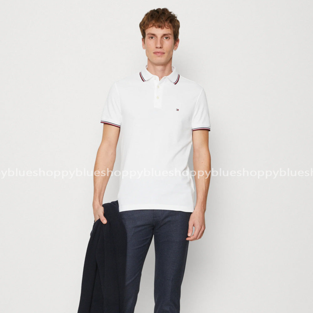 TH  SMALL FLAG SIGNATURE POLO SHIRT-WHITE
