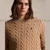 RL CABLE KNIT COTTON SWEATER-camel